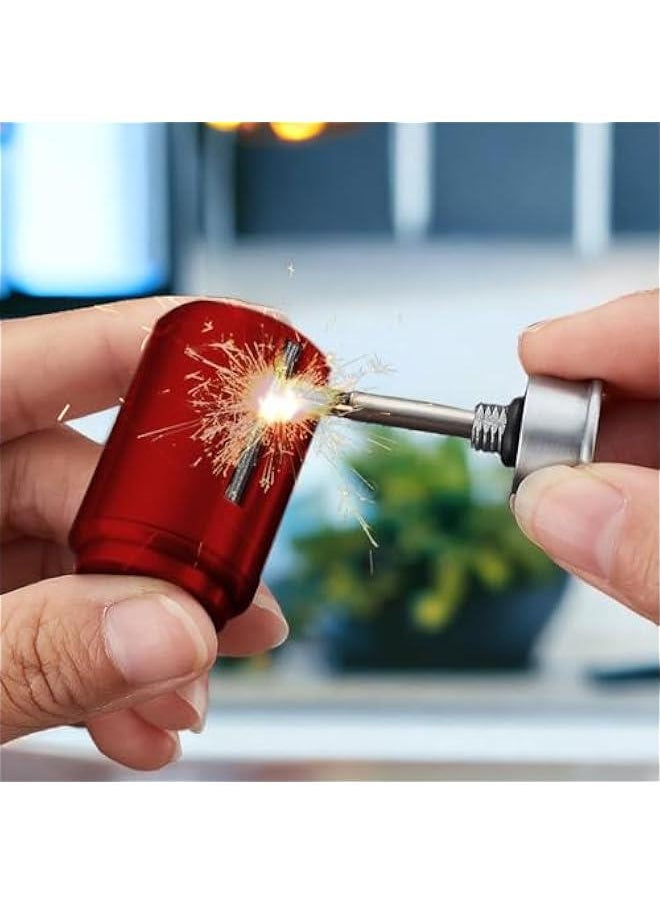 Generic - Match Keychain Lighter, Kerosene Refillable, Waterproof Flint Igniter, Permanent Match Lighter, Flint Metal Lighter, Suitable for Outdoor Camping Survival Equipment (Without Kerosene)-Red - Image 1