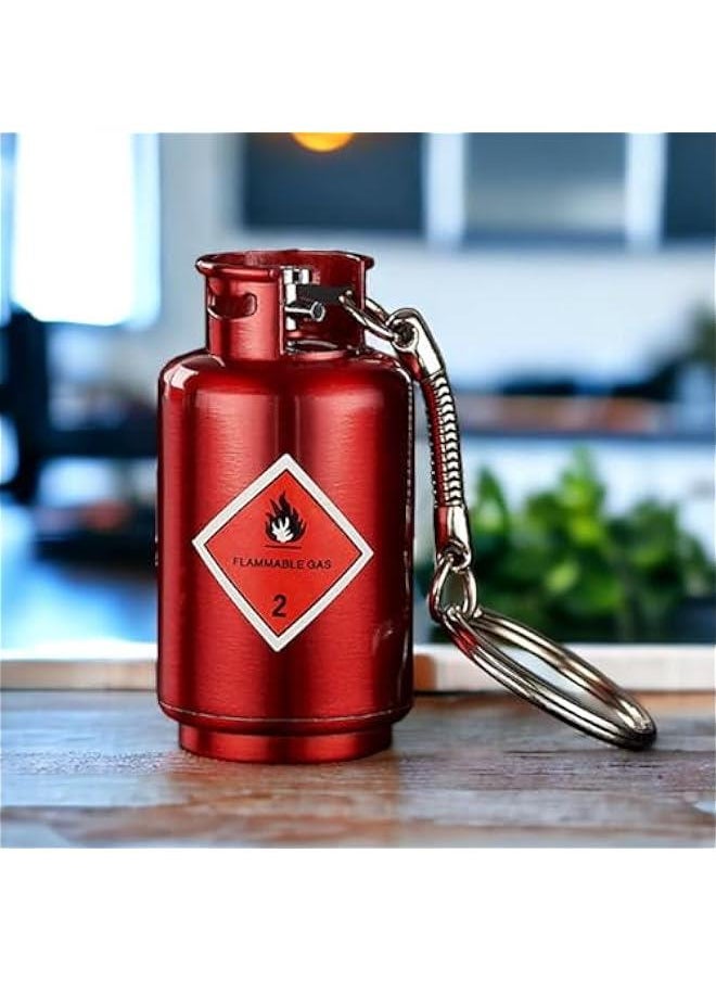Generic - Match Keychain Lighter, Kerosene Refillable, Waterproof Flint Igniter, Permanent Match Lighter, Flint Metal Lighter, Suitable for Outdoor Camping Survival Equipment (Without Kerosene)-Red - Image 1