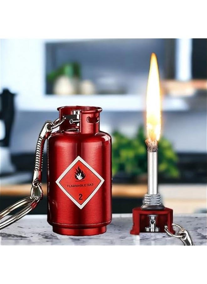 Generic - Match Keychain Lighter, Kerosene Refillable, Waterproof Flint Igniter, Permanent Match Lighter, Flint Metal Lighter, Suitable for Outdoor Camping Survival Equipment (Without Kerosene)-Red - Image 1