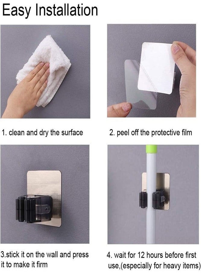 AMERTEER 4-Piece Broom Gripper Mop Holder Self Adhesive Reusable No Drilling Super Anti-Slip - Image 4