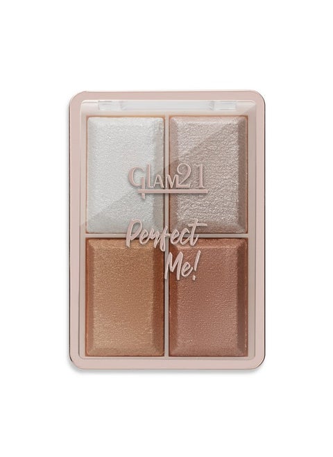 Glam21 Perfect Me! Highlighter Palette Blusher |Ultimate Shimmer Formulations | Highly-Pigmented Powder Highlighter With Easy-To-Blend Formula | Weightless Longlasting Illuminating Glow Face Kit| 6Gm (Shade-01)