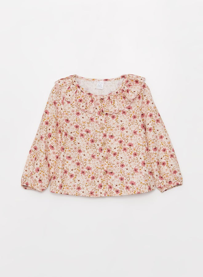 LC WAIKIKI Bebe Collar Long Sleeve Patterned Baby Girl Shirt - Image 1