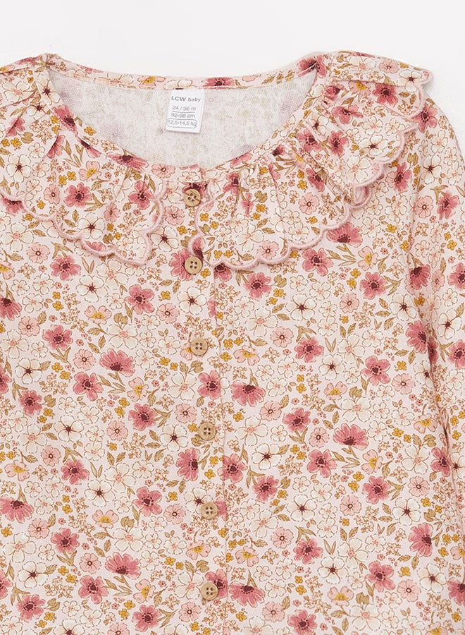 LC WAIKIKI Bebe Collar Long Sleeve Patterned Baby Girl Shirt - Image 3