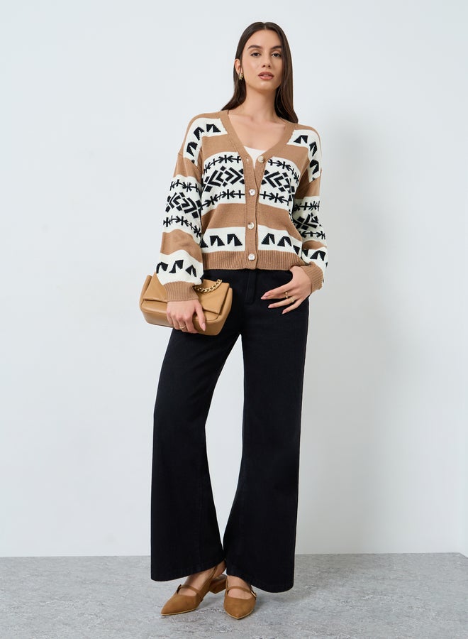 Take Two Geometric Pattern Knit Cardigan - Image 2