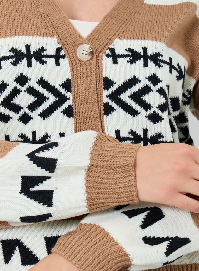 Take Two Geometric Pattern Knit Cardigan - Image 4