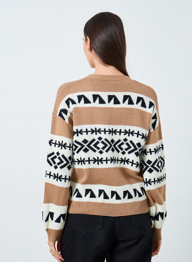 Take Two Geometric Pattern Knit Cardigan - Image 5