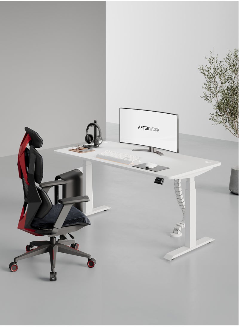 AFTERWORK - Neo Max Series Electric Height Adjustable Standing Desk Gaming Table | 120x70 cm | White Frame & Table Top | Advanced Control | Dual Motor | Ergonomic Design - Image 1