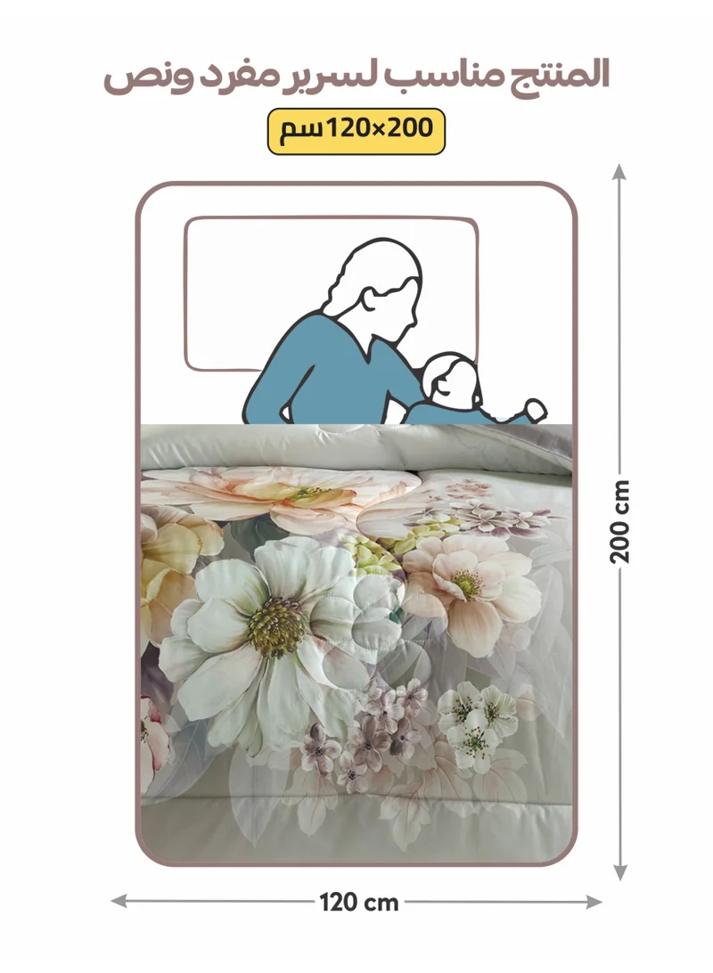 Donetella Bedding Comforter Set, twin Size Fits 120x200 cm - 4-Pcs Digital Print Quilted Bed Set, Microfiber Fabric - 1 Comforter, 1 Fitted Sheet, 1 Pillow Shams, 1 Pillowcases.