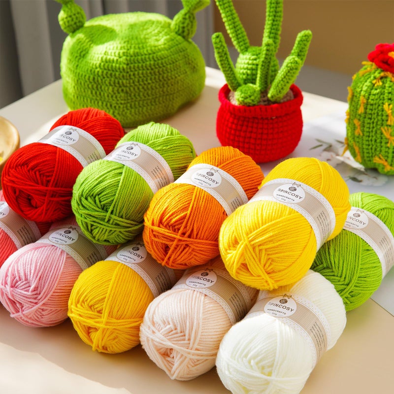 N.C 2 Pcs Crochet Yarn, Feels Soft 280 Yards Assorted Colors 4ply Acrylic Yarn for Crochet & Hand Knitting - Bright Red - Image 4