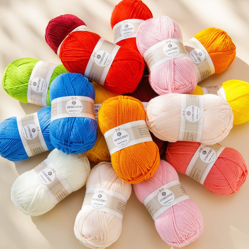 N.C 2 Pcs Crochet Yarn, Feels Soft 280 Yards Assorted Colors 4ply Acrylic Yarn for Crochet & Hand Knitting - Bright Red - Image 5