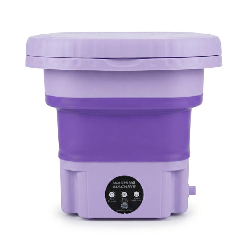 Foldable Washing Machine, 12L Portable Washing Machine with Handle, Waterproof Touch Panel, Practical Drainage, for Light Clothes and Small Items (Mauve) - Image 2