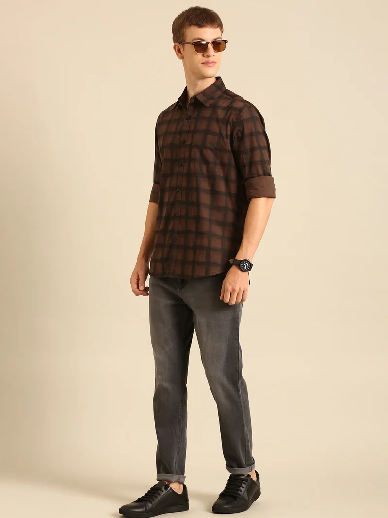 Joven Brown Casual Shirt for Men
