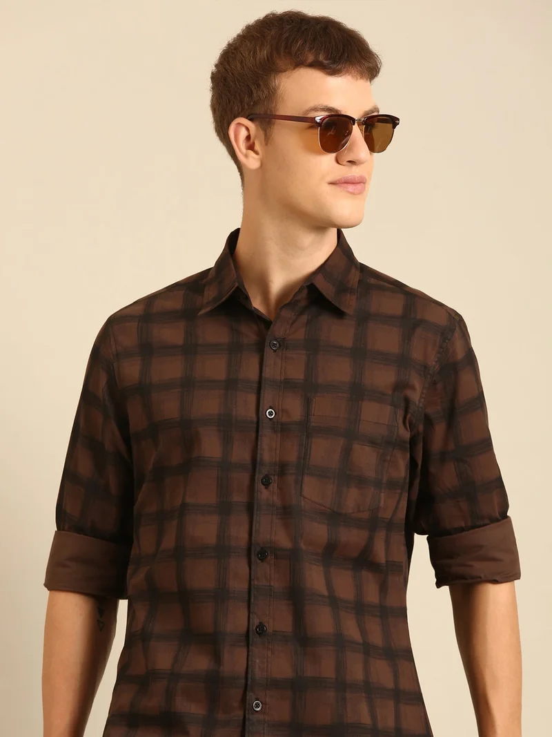 Joven Brown Casual Shirt for Men