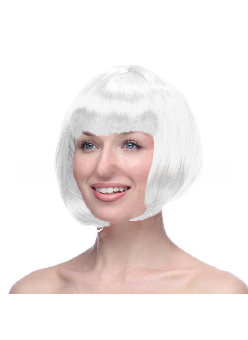 Arabest Short Bob Costume Wig White 