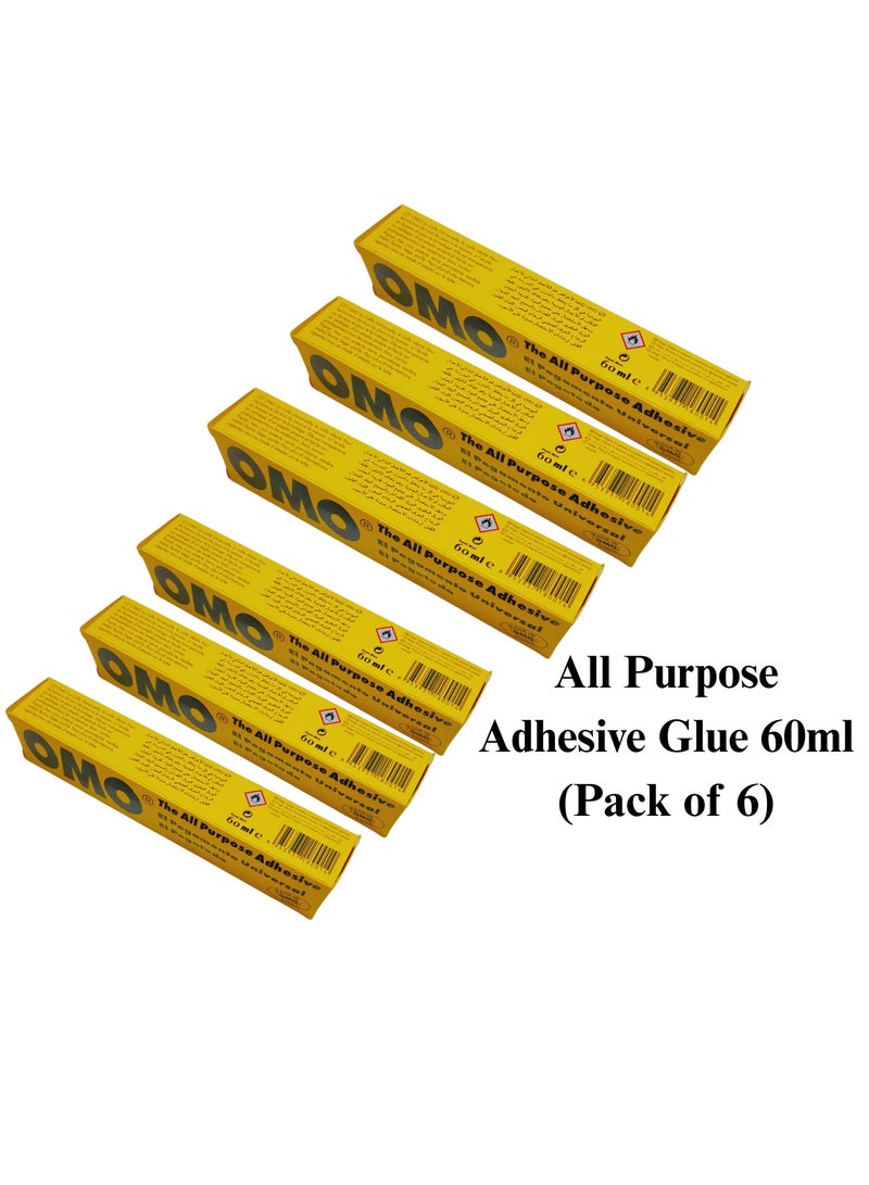 Omo All Purpose Super Glue, High-Grade Bonding Adhesive for Metal, Plastic, Wood, Fast-Curing (60ml (Pack of 6)) - Image 1