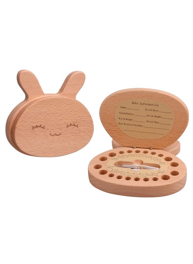 AhfuLife - Baby Tooth Keepsake Fairy Box Holder With Lanugo Bottle Wooden Rabbit Shape Keepsake Box For First Lost Teeth Cute Tooth Storage Holder Baby Shower Gifts For Newborn Boy & Girl - Image 1