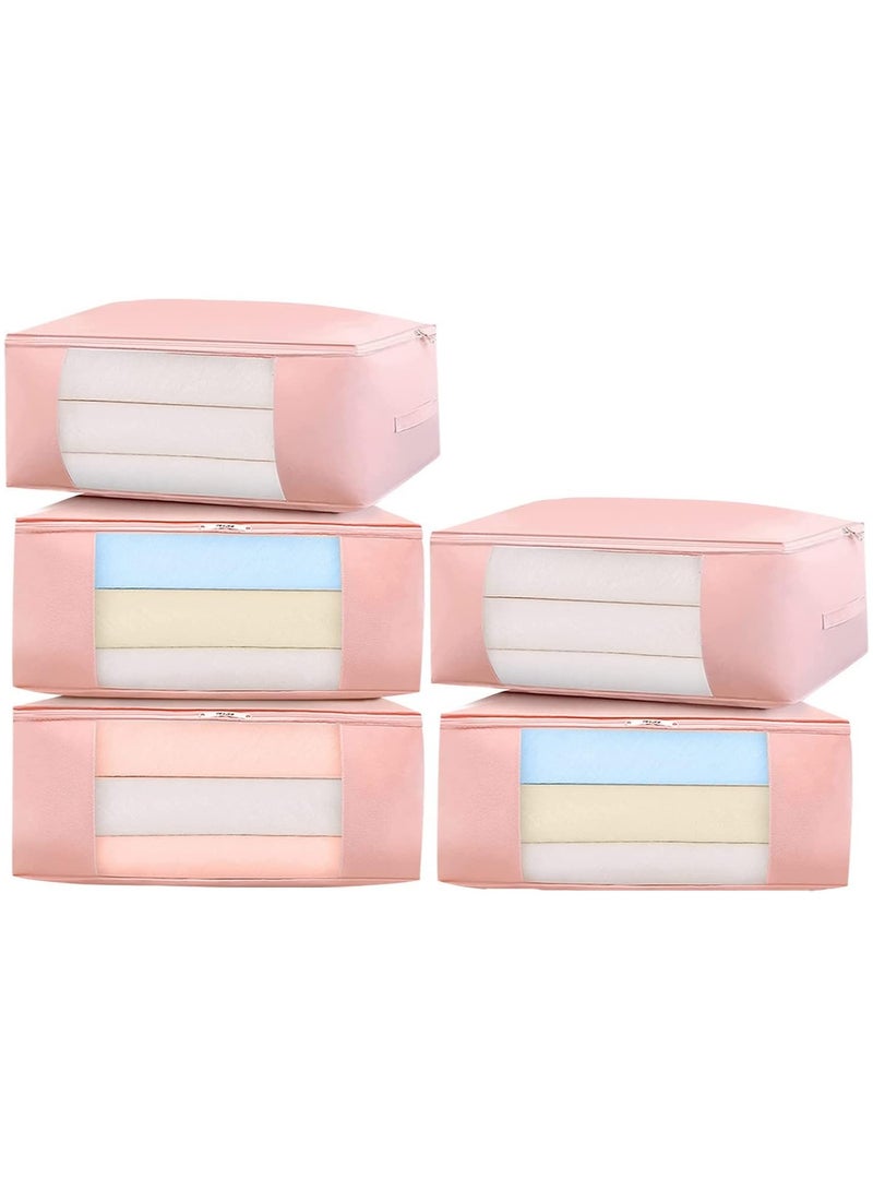 5 Large Storage Bags, Clothes Storage Bins Foldable Closet Organizers Storage Containers with Durable Handles Thick Fabric for Blanket Comforter Clothing Bedding - Image 5