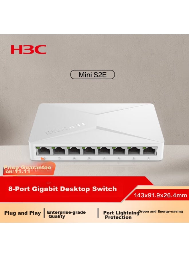 H3c 8-port 100mbps Switch, Enterprise-grade Switch, Home And Dormitory Surveillance Network Cable Splitter, S2e - Image 1