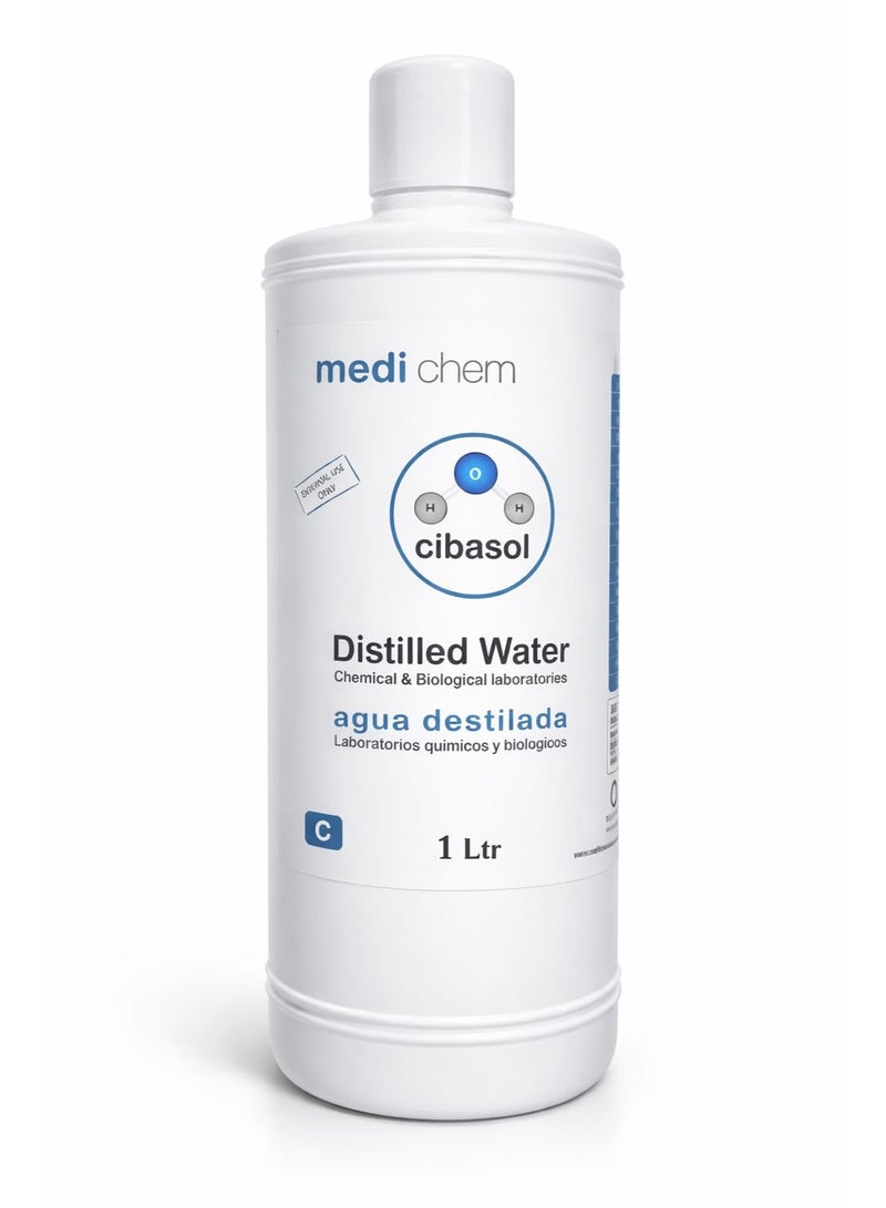 ميديكم ماء مقطر منزوع المعادن، بطاريات رصاص من الدرجة المختبرية، نظام تبريد، مذيب، حمام حوض السمك، استخدامات متعددة (1 لتر من الماء المقطر) - Image 1