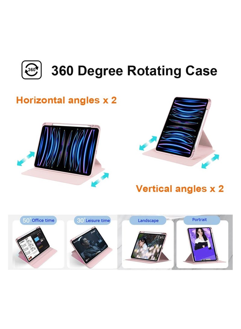 كيس لـ iPad mini (2024/2021) 7th/6th 8.3-بوصة ، كيس حماية اللوح ، تصميم دوران أكريليك 360 درجة ، إيقاظ / نوم تلقائي ، جلد ناعم ، وردي - Image 2