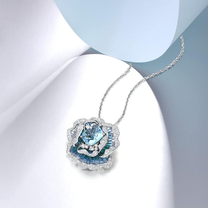 Santuzza 925 Sterling Silver Handmade Enamel Flower Pendant for Women - Image 3