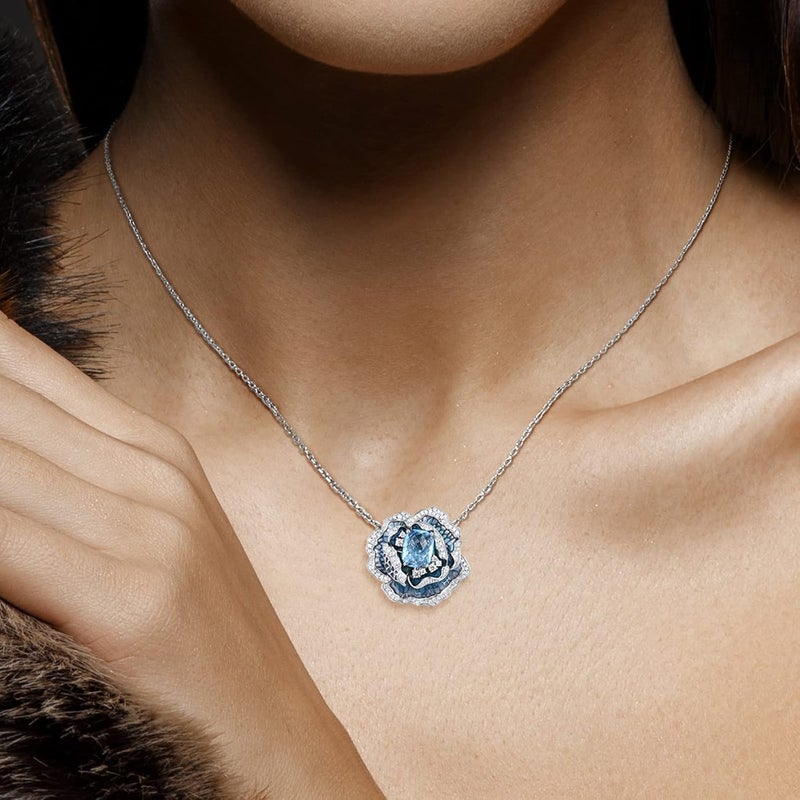 Santuzza 925 Sterling Silver Handmade Enamel Flower Pendant for Women - Image 4