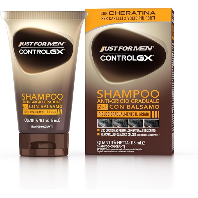 Just For Men Control GX, Men's Coloring Shampoo, Hair Color and Tint, 2-in-1 with Conditioner, Gradually Reduces Gray, For a Natural Look, 118 ml - Image 1