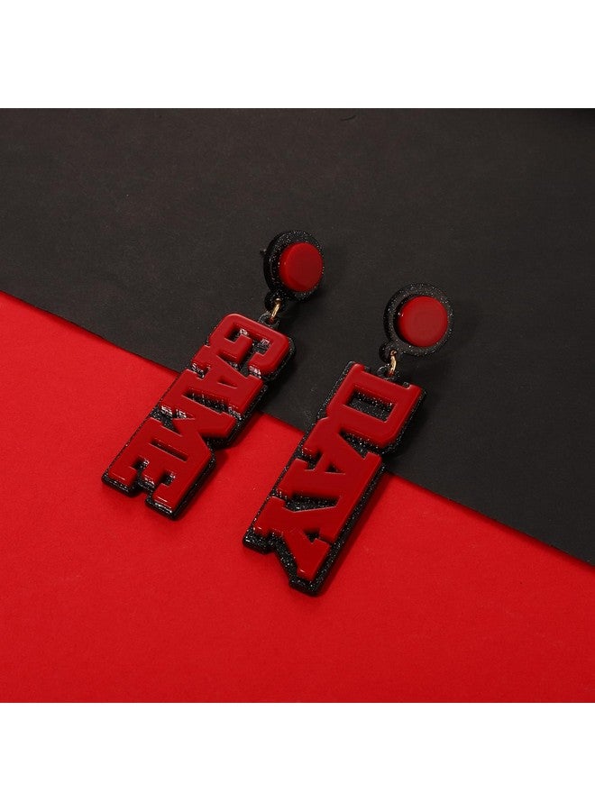 فالين أقراط سوار يوم اللعبة للنساء أساور كرة القدم سوار مطاطي من الخرز الأحمر والأسود باللون الأحمر والأزرق والأصفر والأرجواني إكسسوارات يوم الملعب مجوهرات أمهات يوم كرة القدم إكسسوارات ملابس هدايا (اللون أ) - Image 5