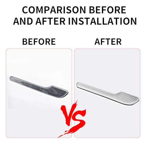 Femibon Carbon Fiber Door Handle Cover for Tesla Model 320172025 Model y20202025Real Carbon Fiber 3D Sticker Wrap CoversTesla Door Handle Protection Accessories Silver - Image 3