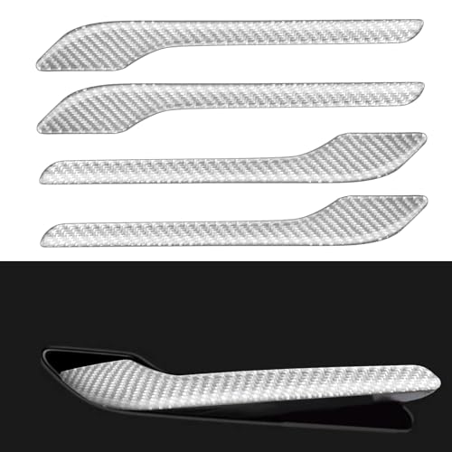 Femibon Carbon Fiber Door Handle Cover for Tesla Model 320172025 Model y20202025Real Carbon Fiber 3D Sticker Wrap CoversTesla Door Handle Protection Accessories Silver - Image 1