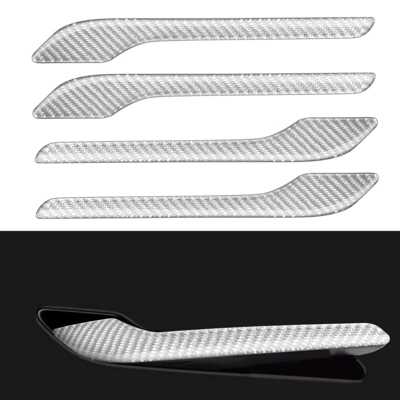 Femibon Carbon Fiber Door Handle Cover for Tesla Model 320172025 Model y20202025Real Carbon Fiber 3D Sticker Wrap CoversTesla Door Handle Protection Accessories Silver - Image 2