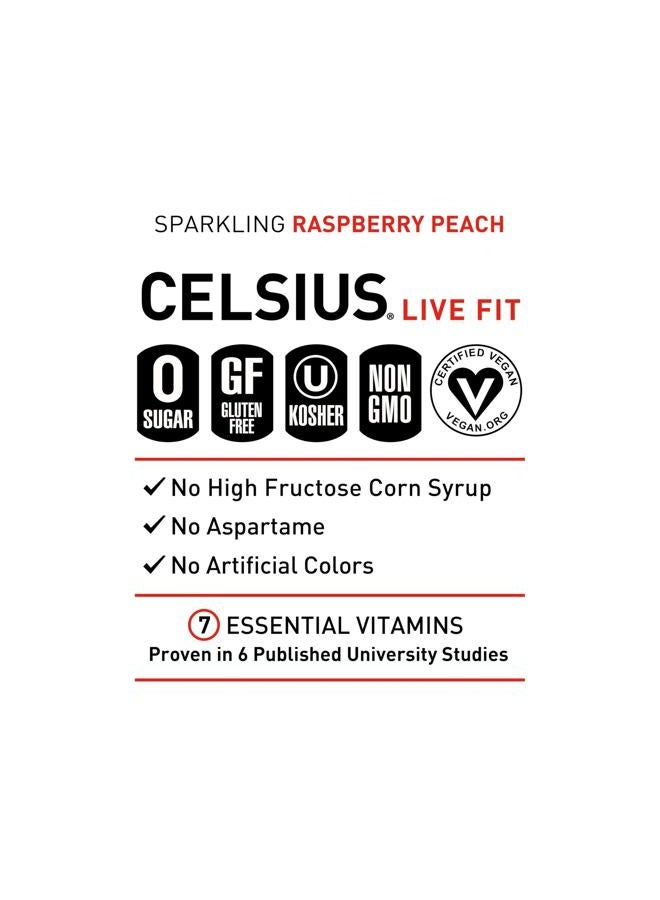 CELSIUS Sparkling Raspberry Peach, Sugar Free Energy Drink, 12 Fl Oz (Pack of 12) - Image 4