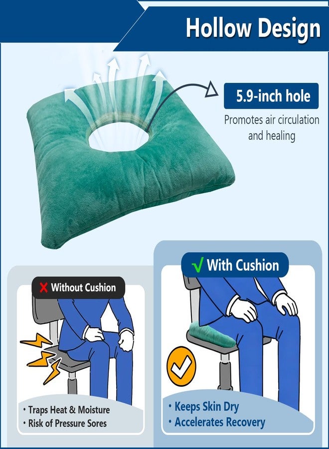 ZNALDP Donut Pillow for Bed Sores, Medical Positioning Cushion for Butt, Head, Body Elevation Pillow for Pressure Relief, Ankle Heel Support, Green - Image 3