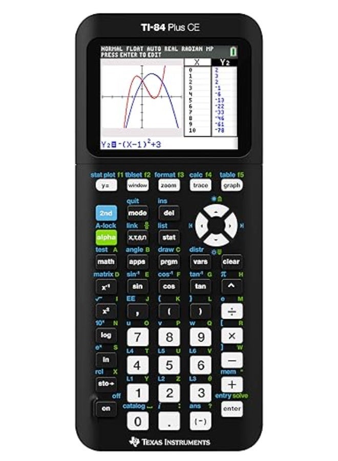 تاكساس إنسترومنتس تيكساس انسترومنتس الة حاسبة للرسم البياني الملون ti-84 بلس سي اي، اسود - Image 1