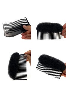 Bamboo 2Pcs Sponge Bump It Up Volume Hair Base Set Charming Bump It Up Volume Inserts Hair Stick Bun Maker Bun Shaper Hair Bump Up Comb Styling Insert Tool Hair Pad Accessories(Black)  - Image 2