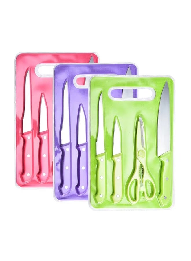 Colorful kitchen knife sets with cutting board - Image 1