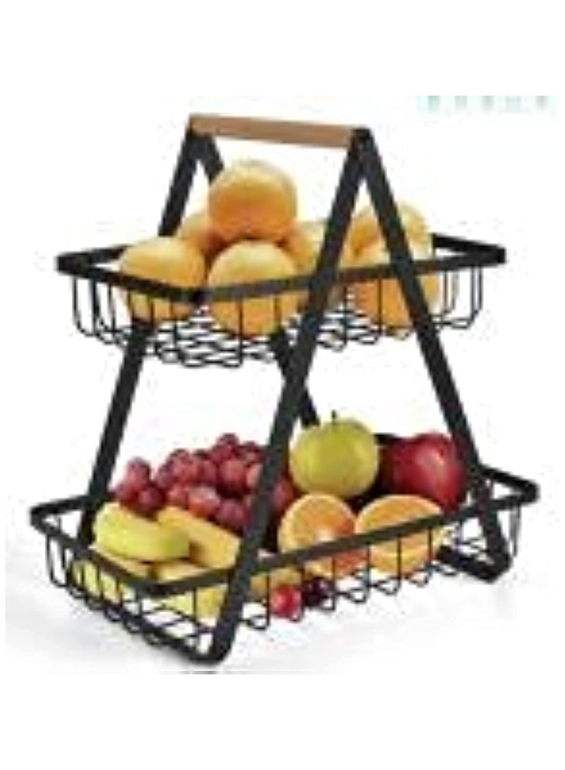 zoba "Multi-layer fruit basket with wooden handle - Modern design for serving and preserving fruit - Large capacity for travel and picnics - Easy to clean and store"  - Image 3