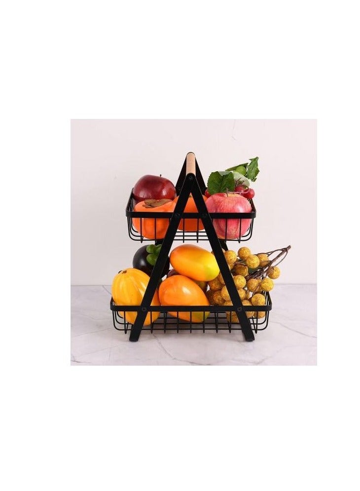 zoba "Multi-layer fruit basket with wooden handle - Modern design for serving and preserving fruit - Large capacity for travel and picnics - Easy to clean and store"  - Image 4