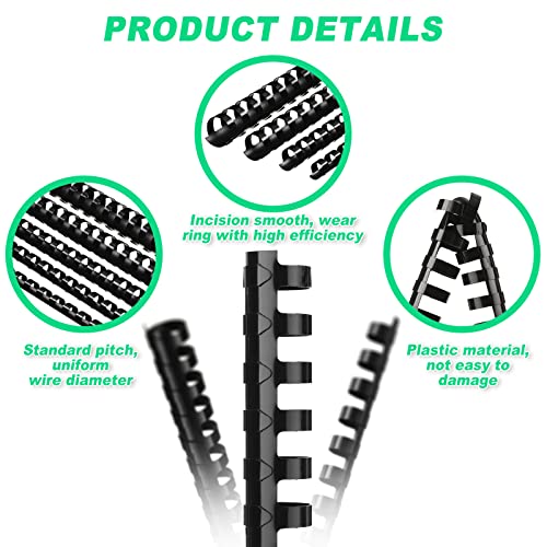 Yunsailing 150 Pack Plastic Binding Combs Plastic Binder Comb Ring 19 Ring Binding Spines Letter Size Spiral coils for Notebook Calendar(1/4 5/16 3/8 1/2 5/8 3/4 in,Black) - Image 3