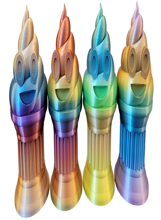 Znet3D Poop Emoji Trophy - Perfect Award or Gift - Handmade w/Additive Manufacturing - 6" inches Tall - Featuring a Solid Silk Rainbow Poop Emoji on a Column Pillar - Image 5