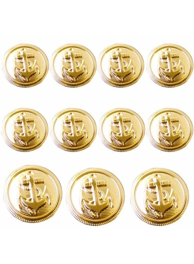 KENDANY 11 Pieces Metal Blazer Button Set - Naval Anchor Crest - for Blazer, Suits, Sport Coat, Uniform, Jacket (Gold) - Image 1