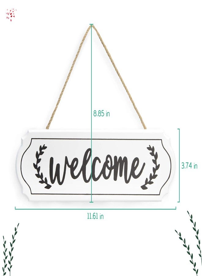 Max Shape Rustic Wooden Welcome Sign for Farmhouse Decor - Wall Hanging, Porch Decor, White, 11.61 x 3.74 Inch - Image 2