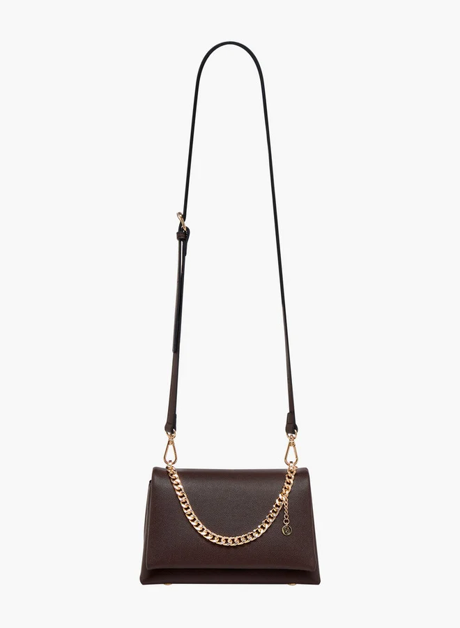 Celeste Solid Crossbody Bag with Adjustable Strap and Chain Detail