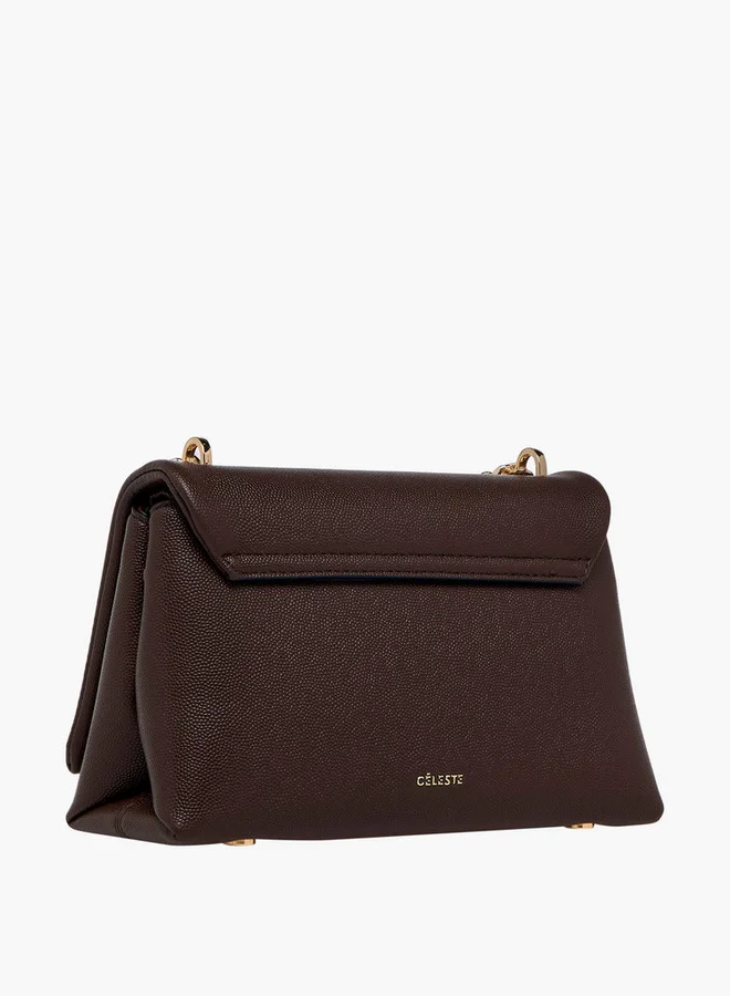 Celeste Solid Crossbody Bag with Adjustable Strap and Chain Detail