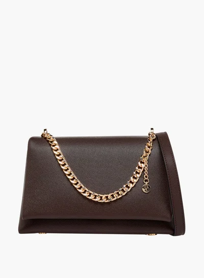 Celeste Solid Crossbody Bag with Adjustable Strap and Chain Detail