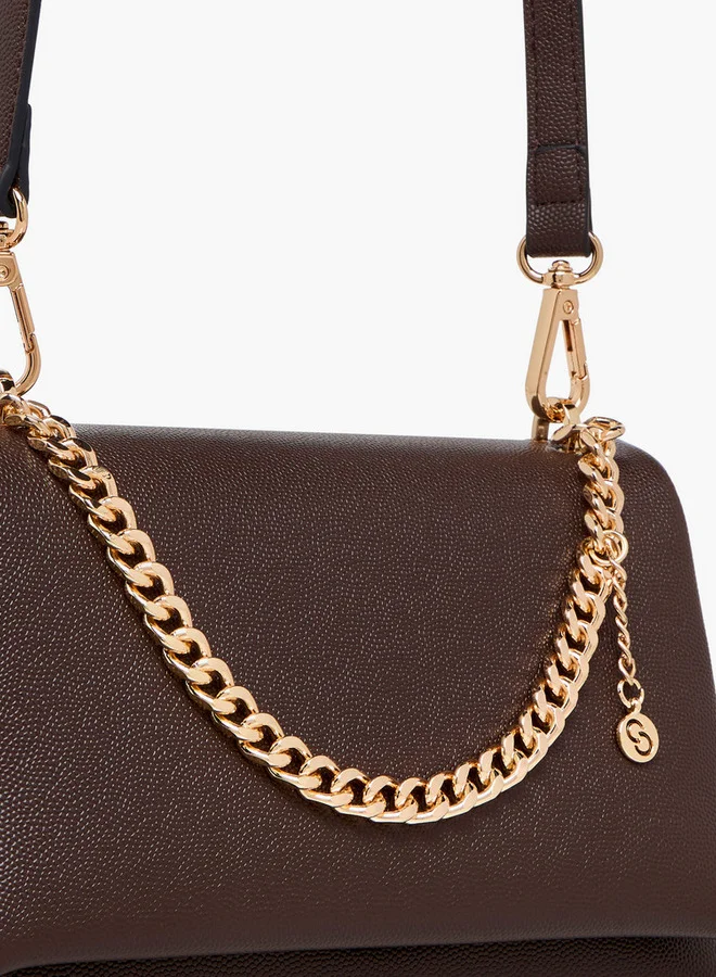 Celeste Solid Crossbody Bag with Adjustable Strap and Chain Detail