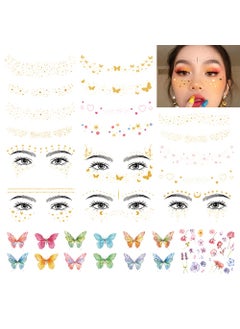 Divawoo DIVAWOO 32 Sheets Face Temporary Tattoo 20 sheets Glitter Metallic Freckle Tattoos 12 PCS Butterflies Fake Tattoos Stickers for Festival Makeup Rave Accessories 