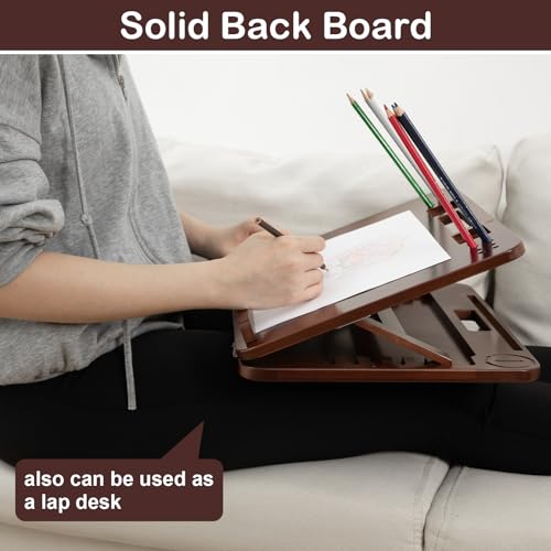 StrongTek حامل لوحات من الخيزران StrongTek ب 6 وضعيات، 16x12 بوصة، لوح رسم وقلم قابل للتعديل مع مقبض مدمج وتخزين خلفي، مكتب فني محمول ومكتب للرسم والقراءة وحامل كتب - Image 3