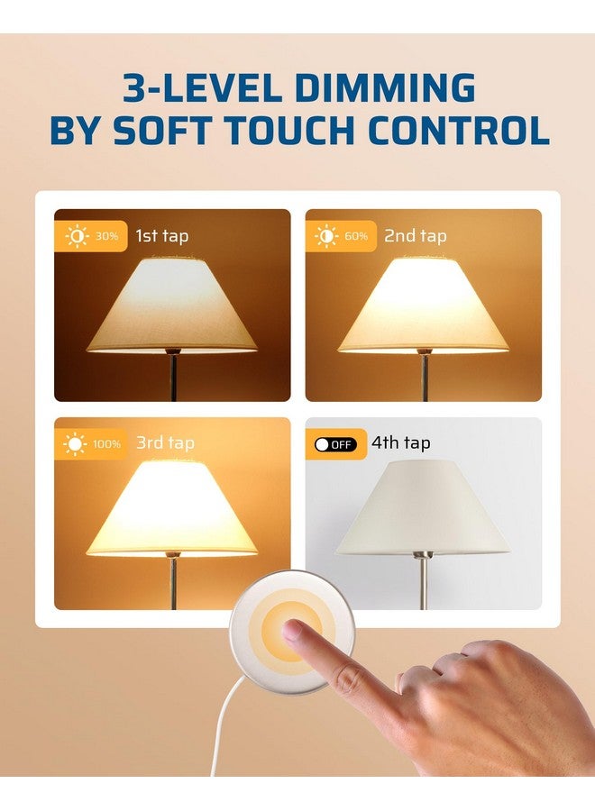 ديوينويلز مفتاح إضاءة ديونويلز ثنائي اللمس، تحكم بلوحة لمس مع 3 مستويات من التعتيم، مصابيح LED/CFL قابلة للتعتيم، ومصابيح متوهجة، سلك تمديد، مدرج في قائمة ETL، أبيض - Image 2