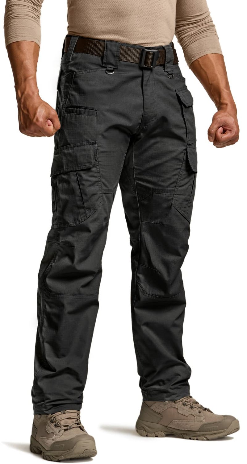 CQR Men's Tactical Pants, Water Resistant Ripstop Cargo Pants, Lightweight EDC Work Hiking Pants, Outdoor Apparel, Duratex Mag Pocket Black, 30W x 30L - Image 1